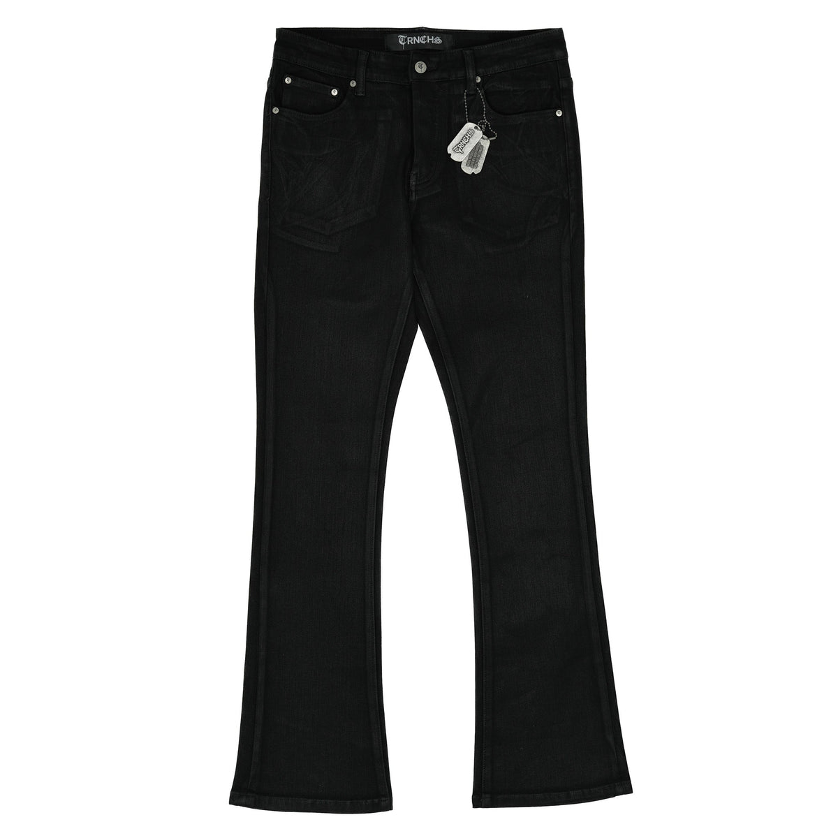 NIGHT-CODE Black WAXED Stacked Denim -