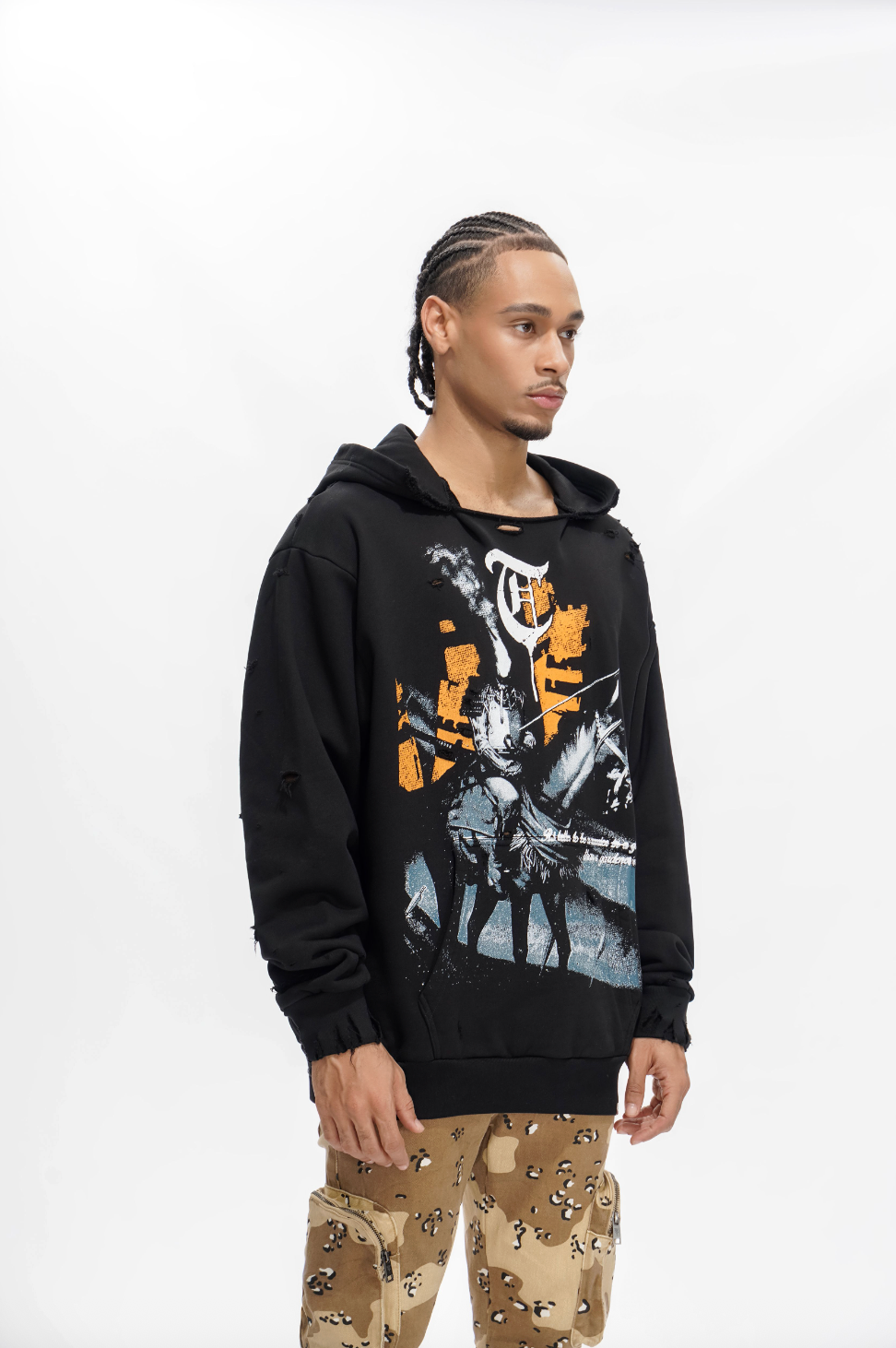 WARRIOR IN THE GARDEN Black Hoodie-