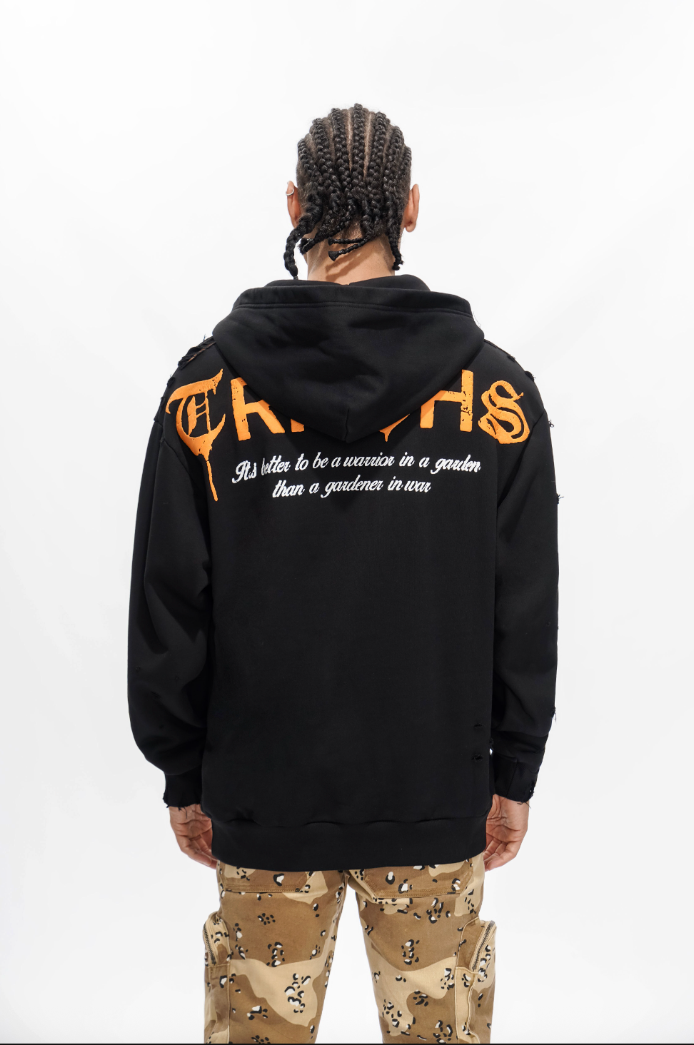 WARRIOR IN THE GARDEN Black Hoodie-