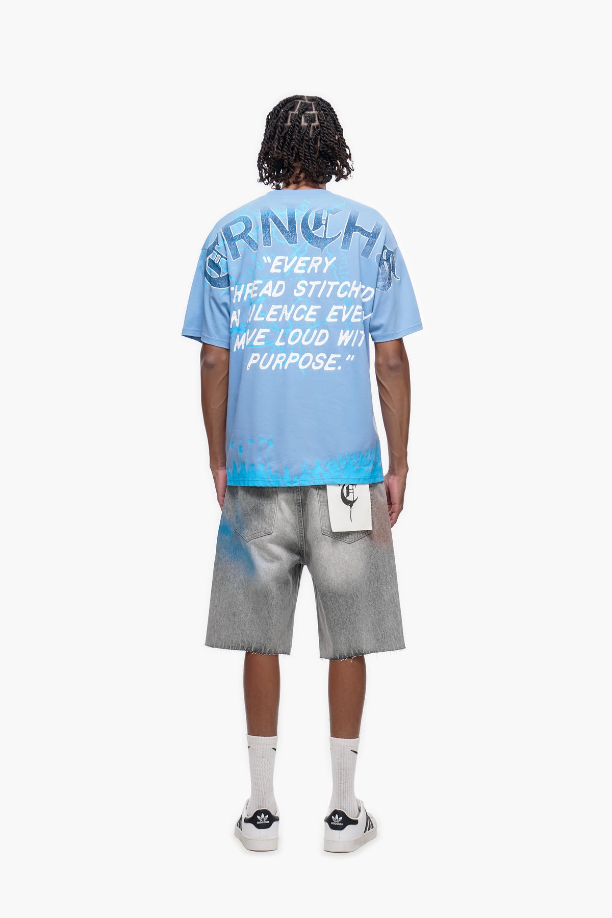 STITCHED IN SILENCE Blue Tee -