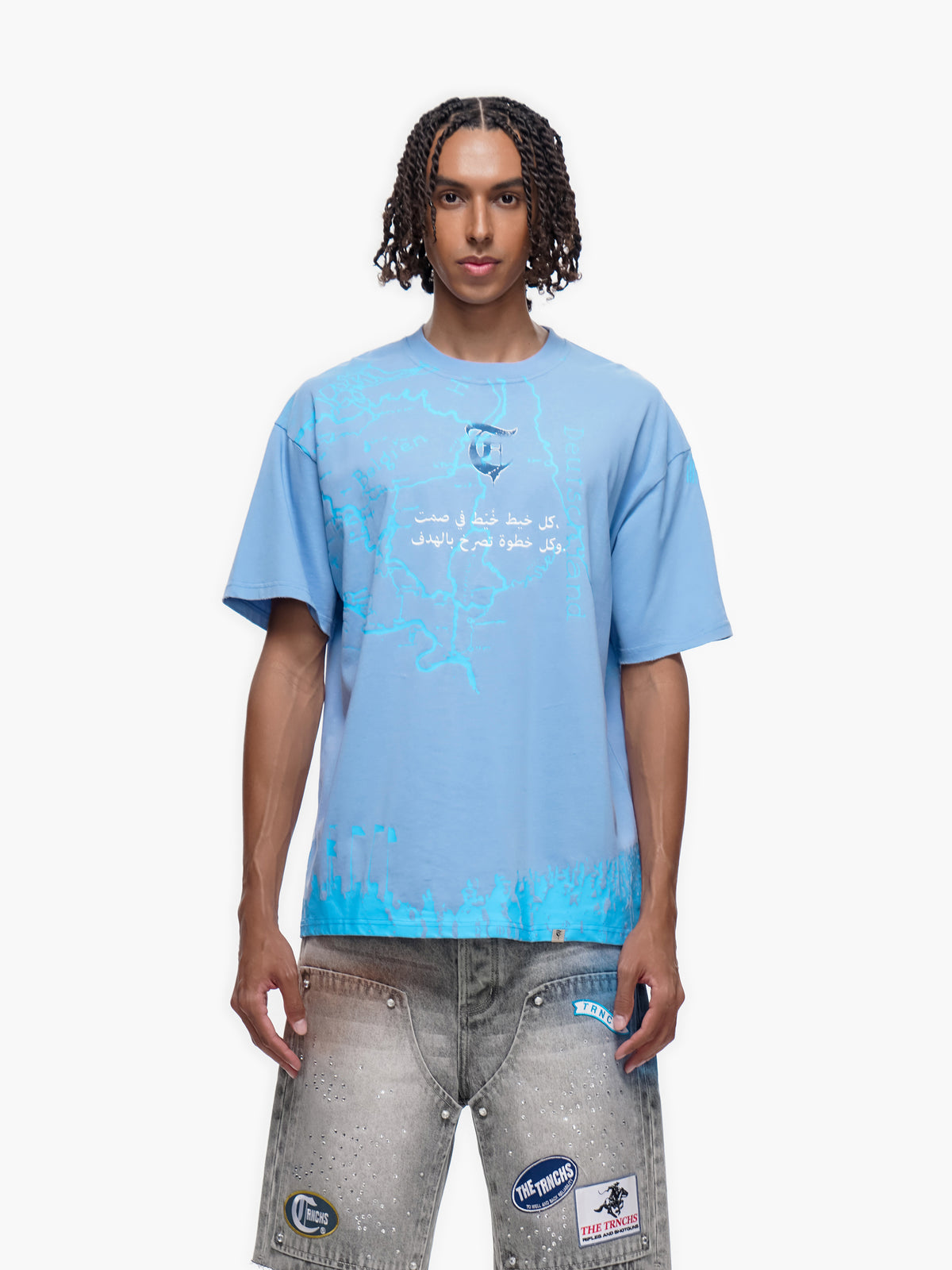 STITCHED IN SILENCE Blue Tee -