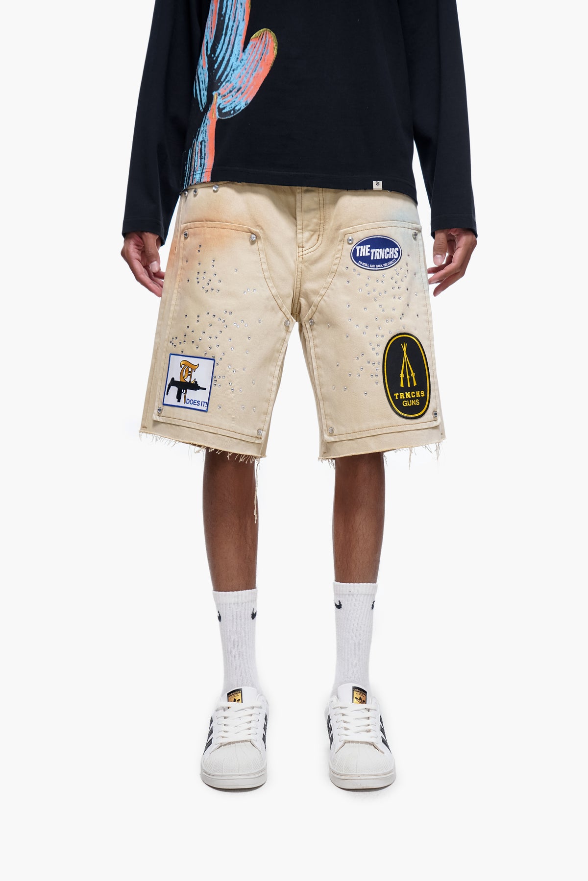 OPERATOR - Khaki Wash Denim Shorts -