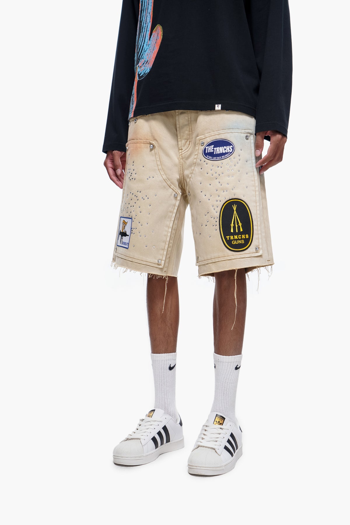 OPERATOR - Khaki Wash Denim Shorts -