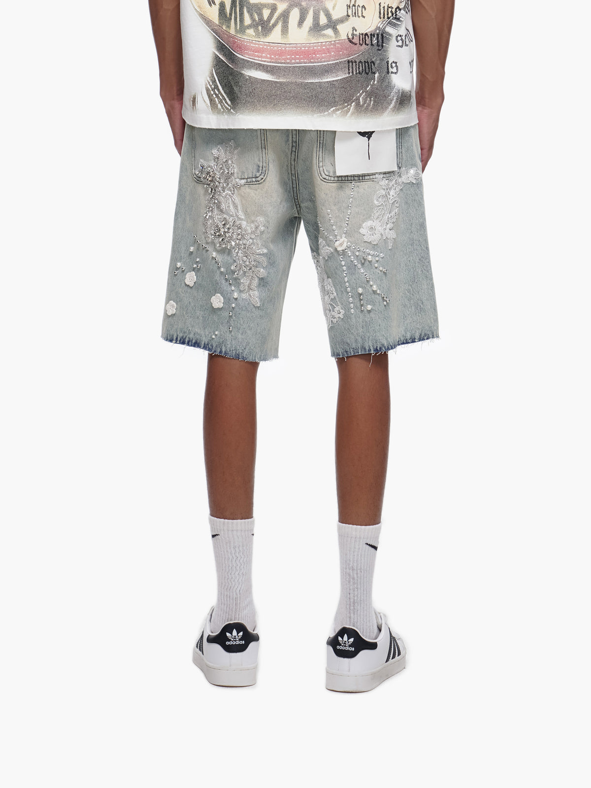 STITCHED - Light Blue Wash denim Shorts