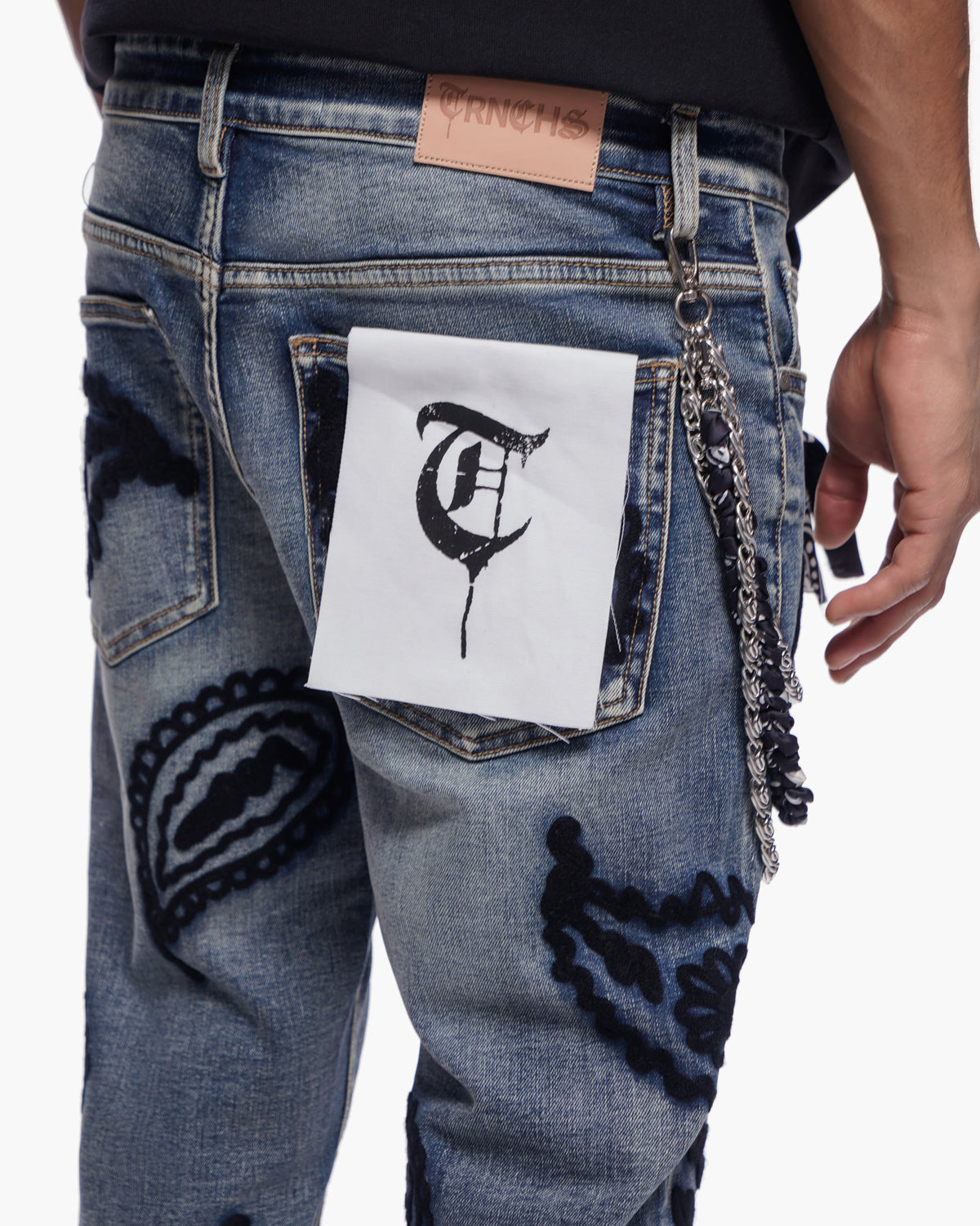 PAISLEY PANTS Dark Blue Wash Stacked Denim -