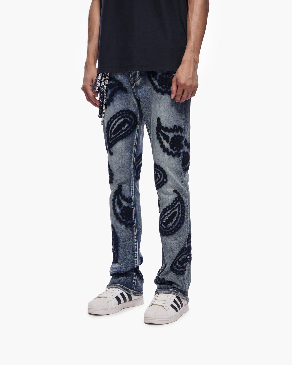 PAISLEY PANTS Dark Blue Wash Stacked Denim -