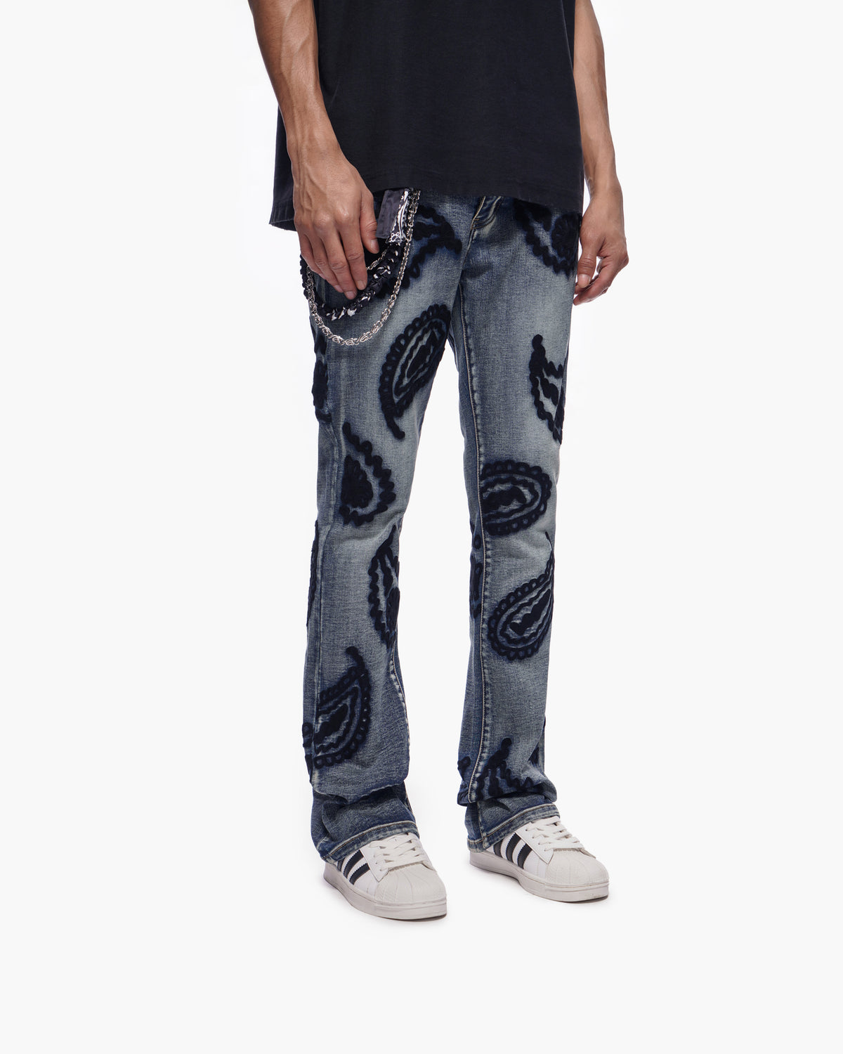 PAISLEY PANTS Dark Blue Wash Stacked Denim -