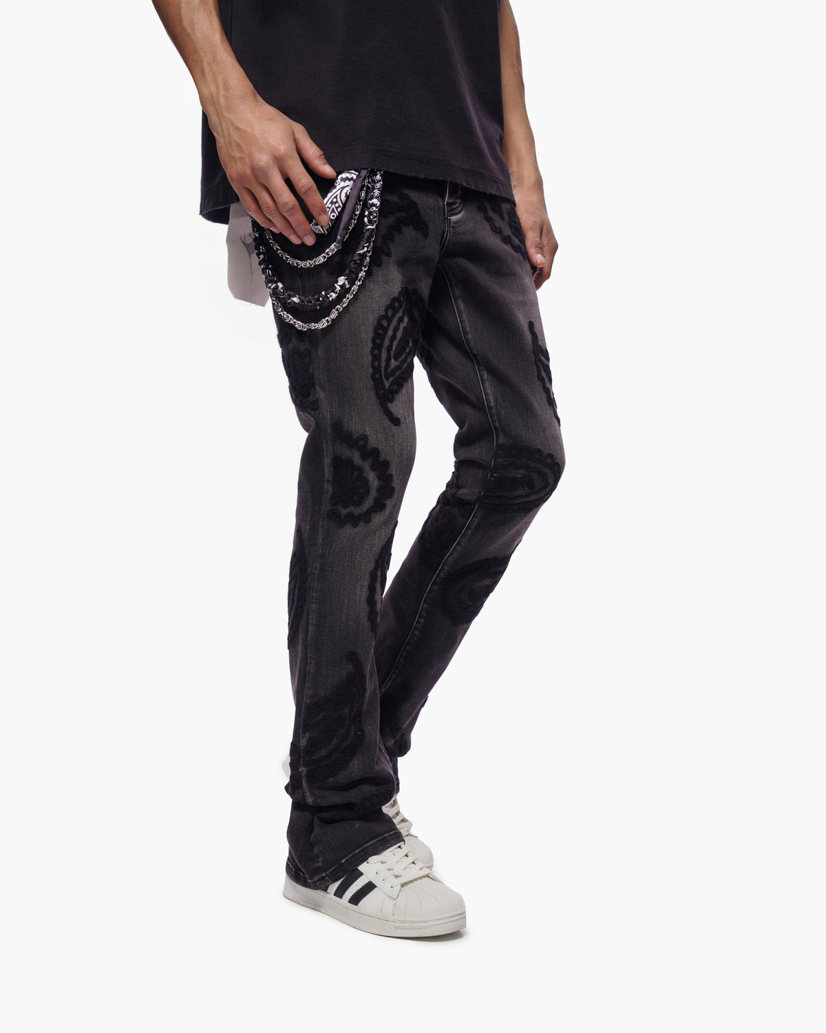 PAISLEY PANTS Black Wash Stacked Denim -