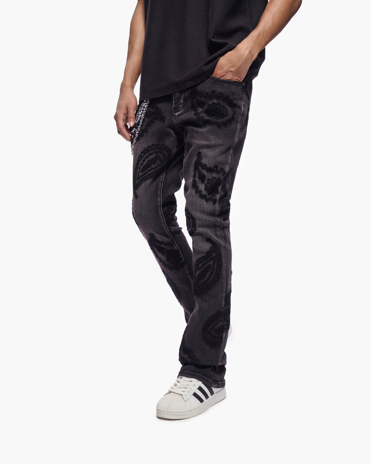 PAISLEY PANTS Black Wash Stacked Denim -