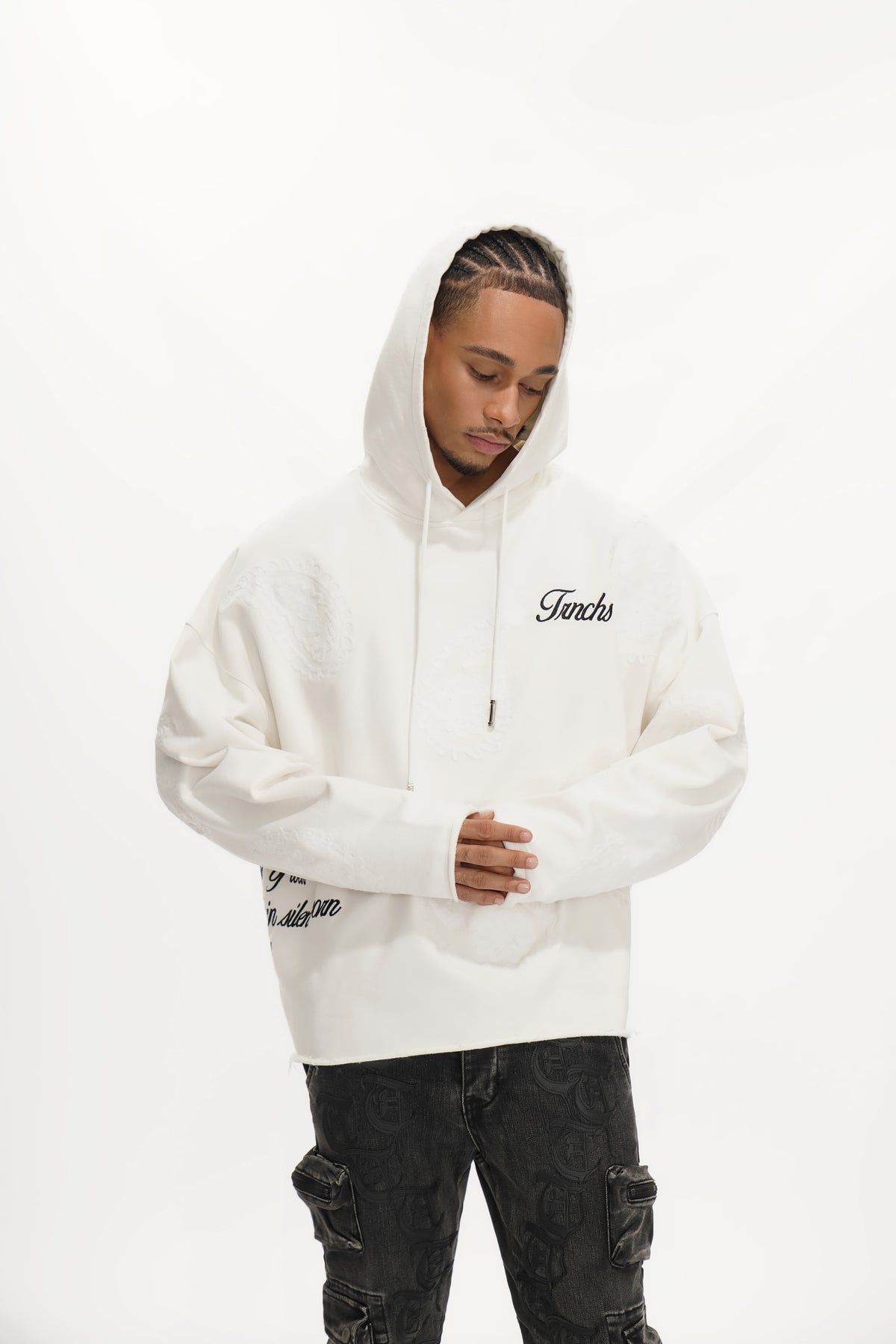 PAISLEY COMMAND" White Hoodie -