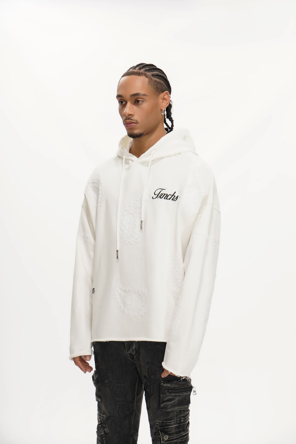 PAISLEY COMMAND" White Hoodie -