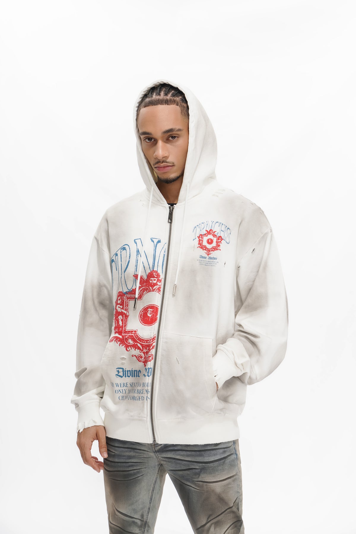 DIVINE WAR White Hoodie -