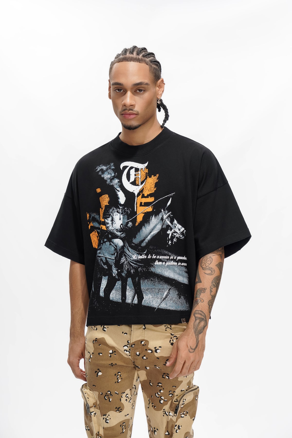 WARRIOR IN THE GARDEN Black Tee-