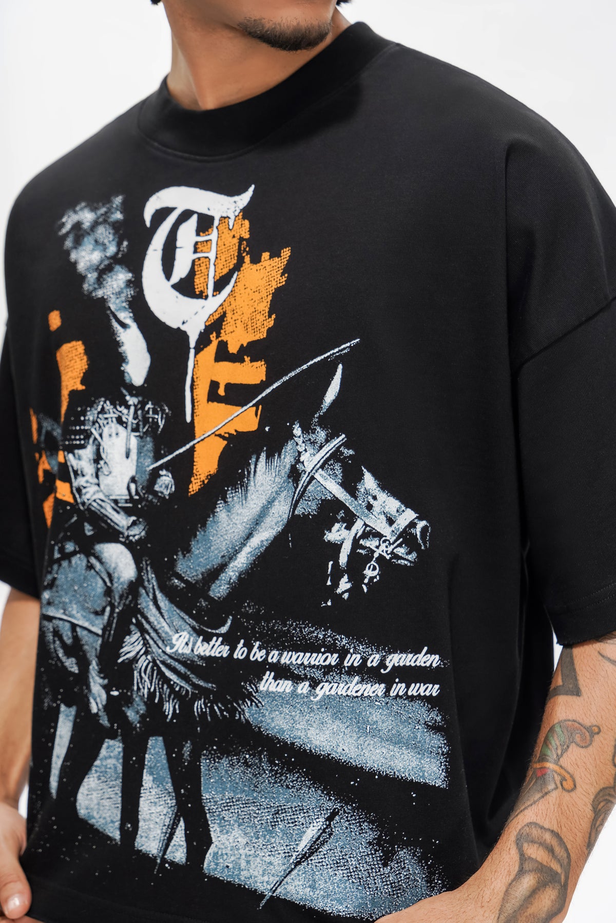 WARRIOR IN THE GARDEN Black Tee-
