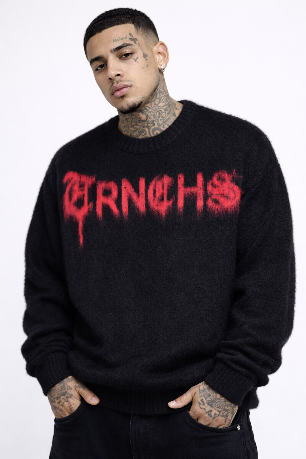 MOHAIR SWEATER Black / Red-