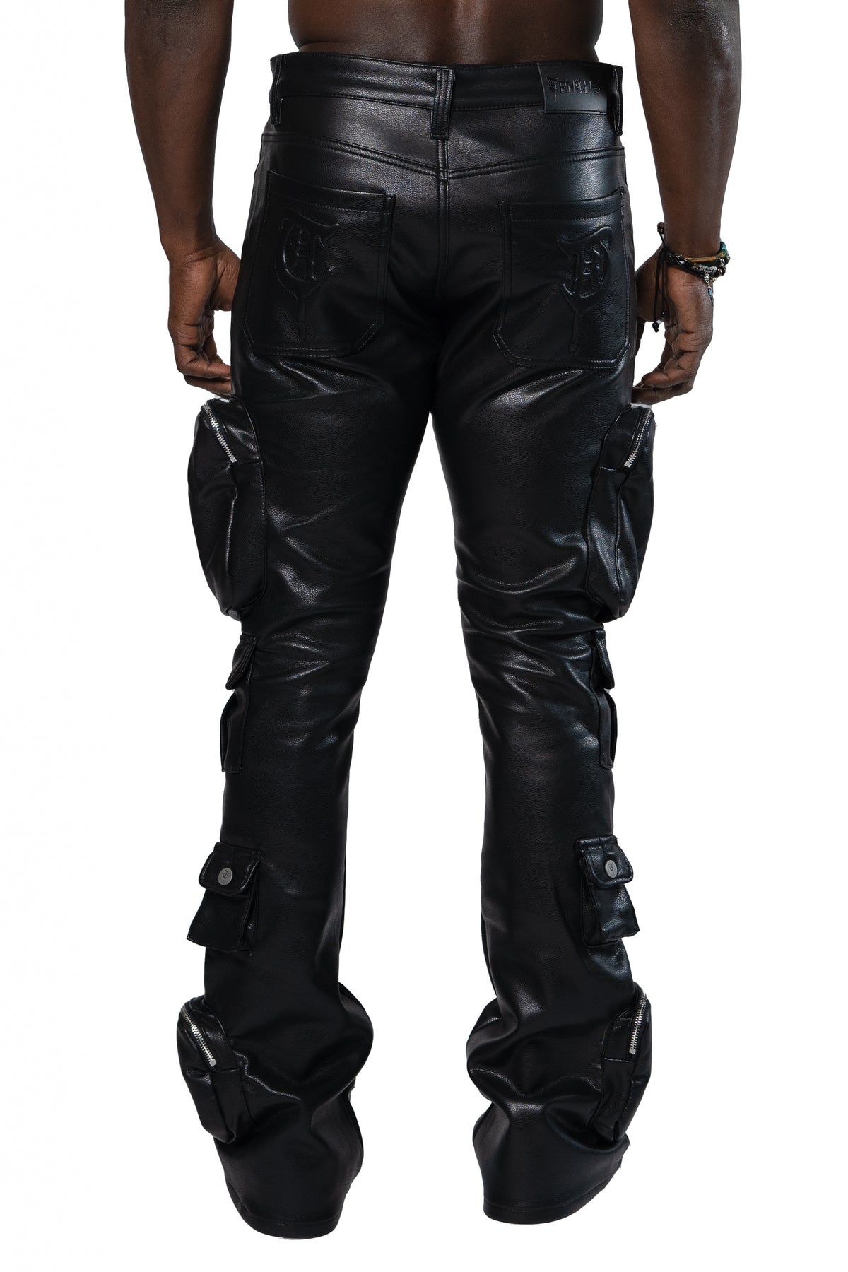 KHURASAN Black Leather Denim-