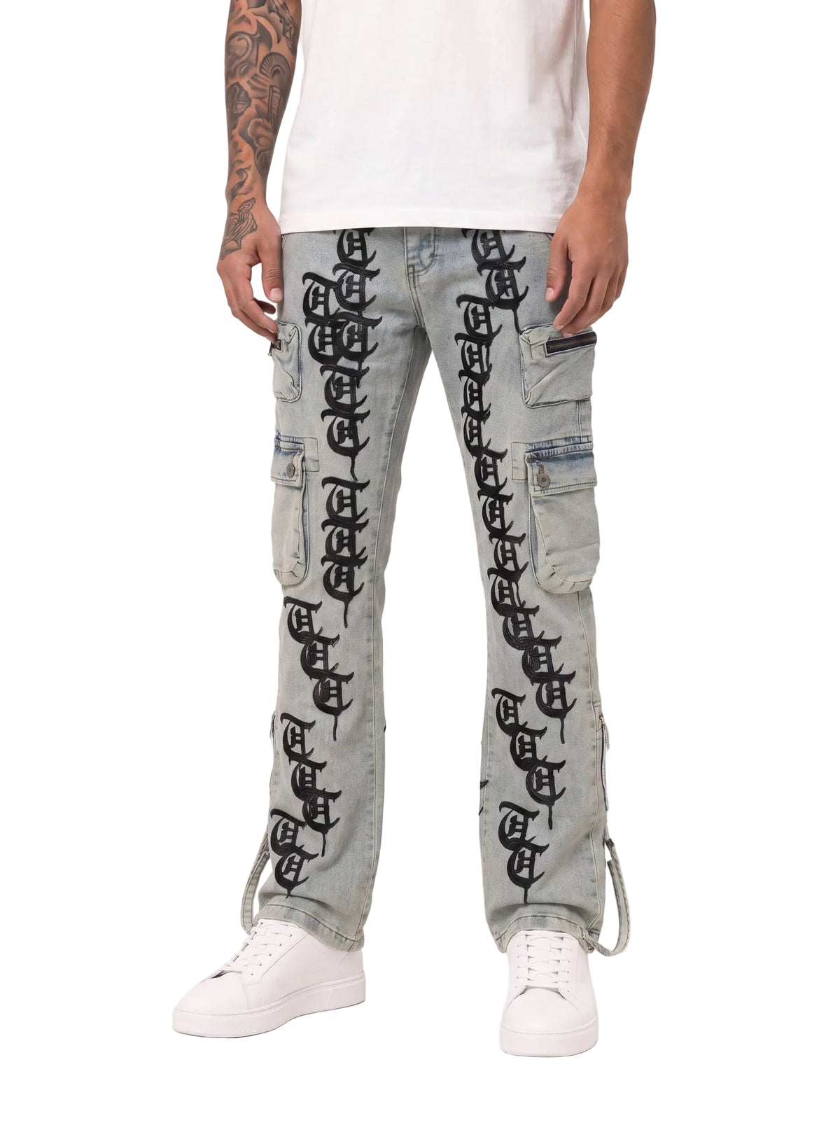 KHANDAQ Light Wash Cargo Denim-