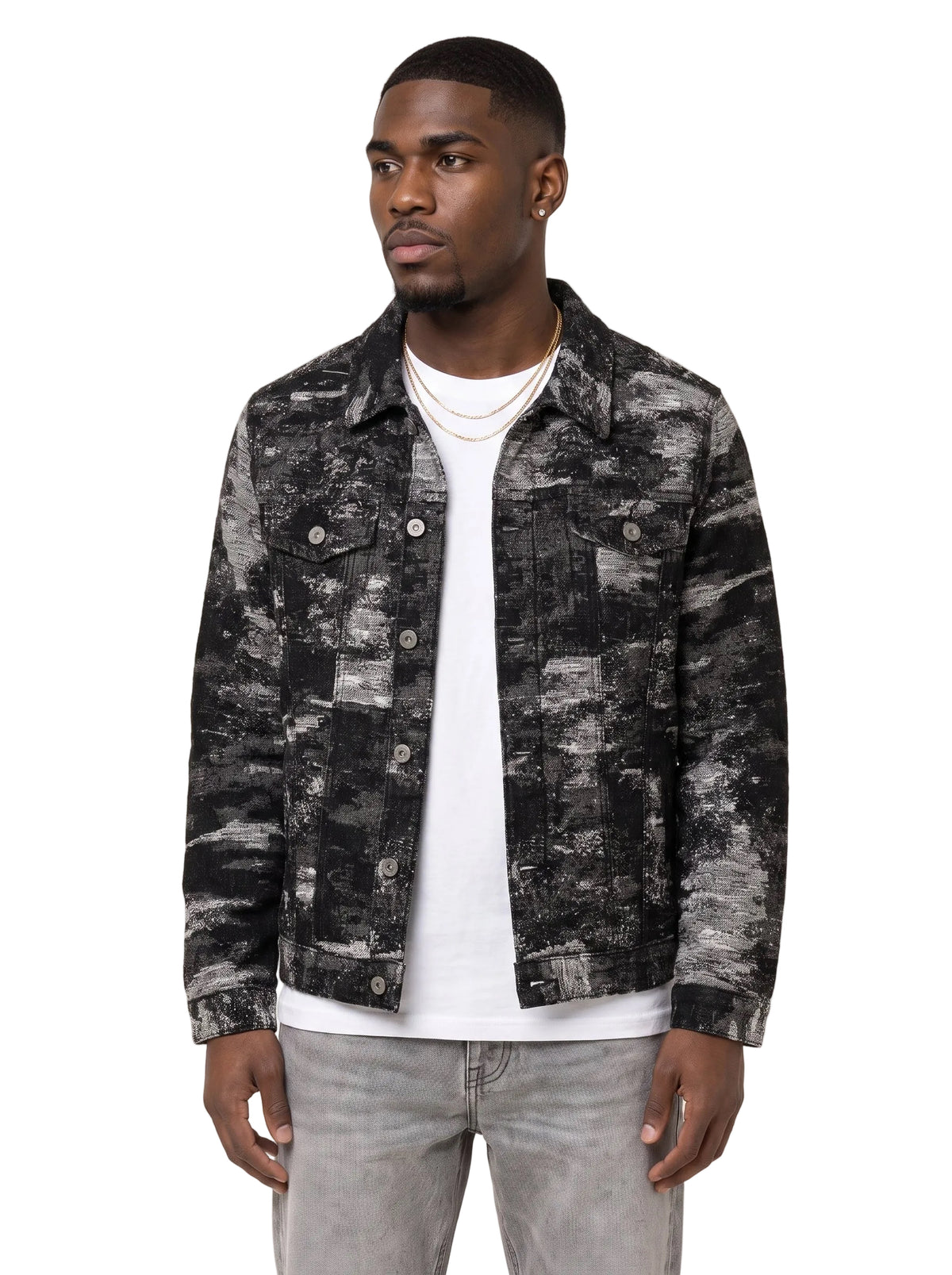 SAMAH Tri-Black Wash Denim Jacket -