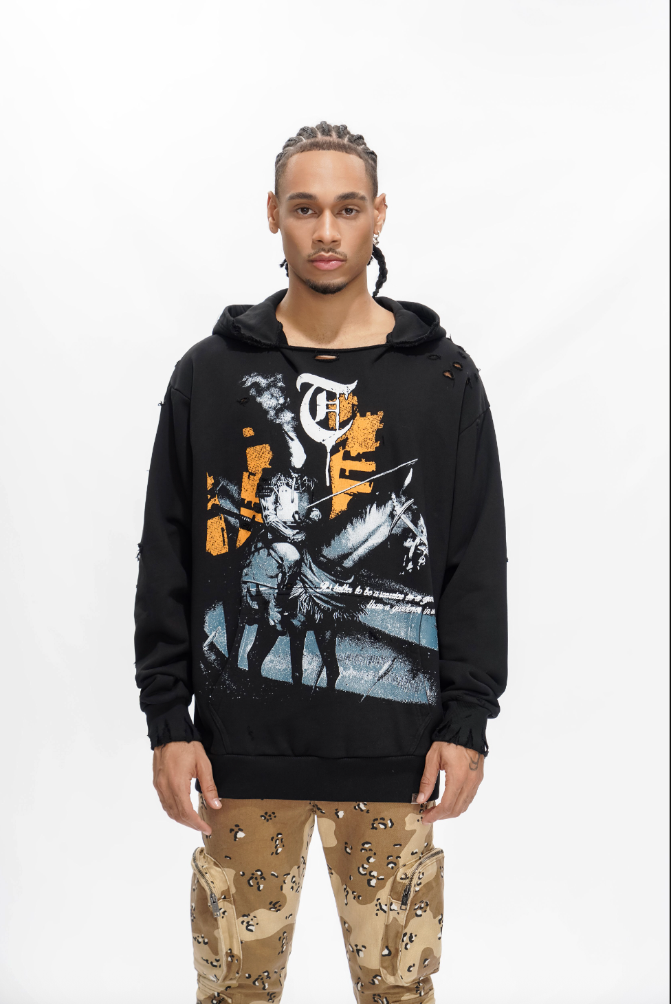 WARRIOR IN THE GARDEN Black Hoodie-