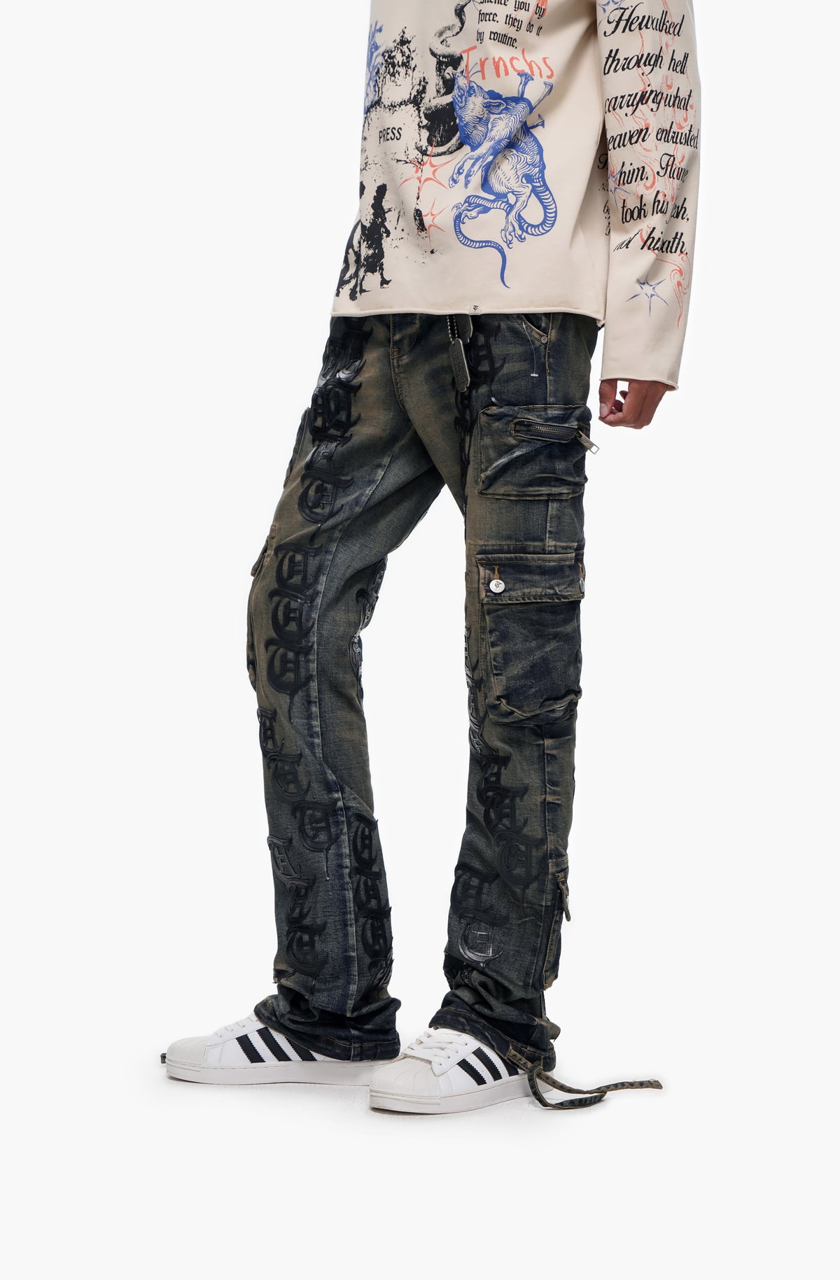 KHANDAQ Medium Blue Cargo Denim -