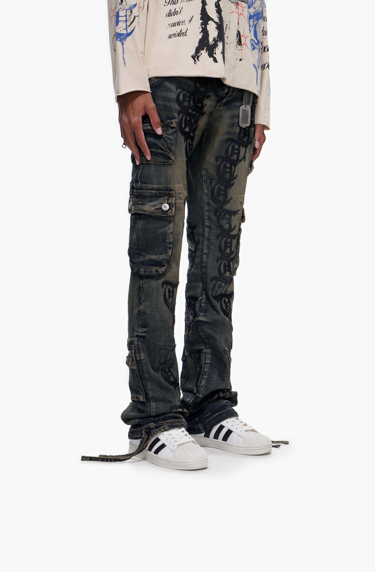KHANDAQ Medium Blue Cargo Denim -