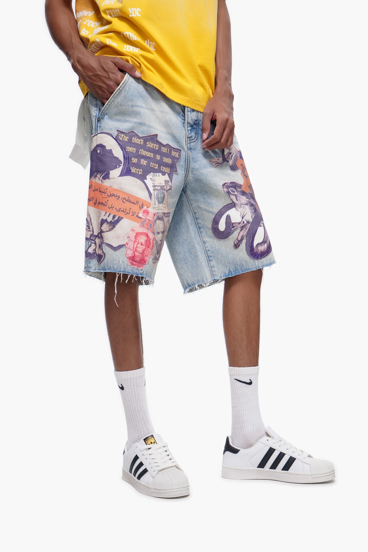 COLLAGE - Light Blue Wash Denim Shorts -