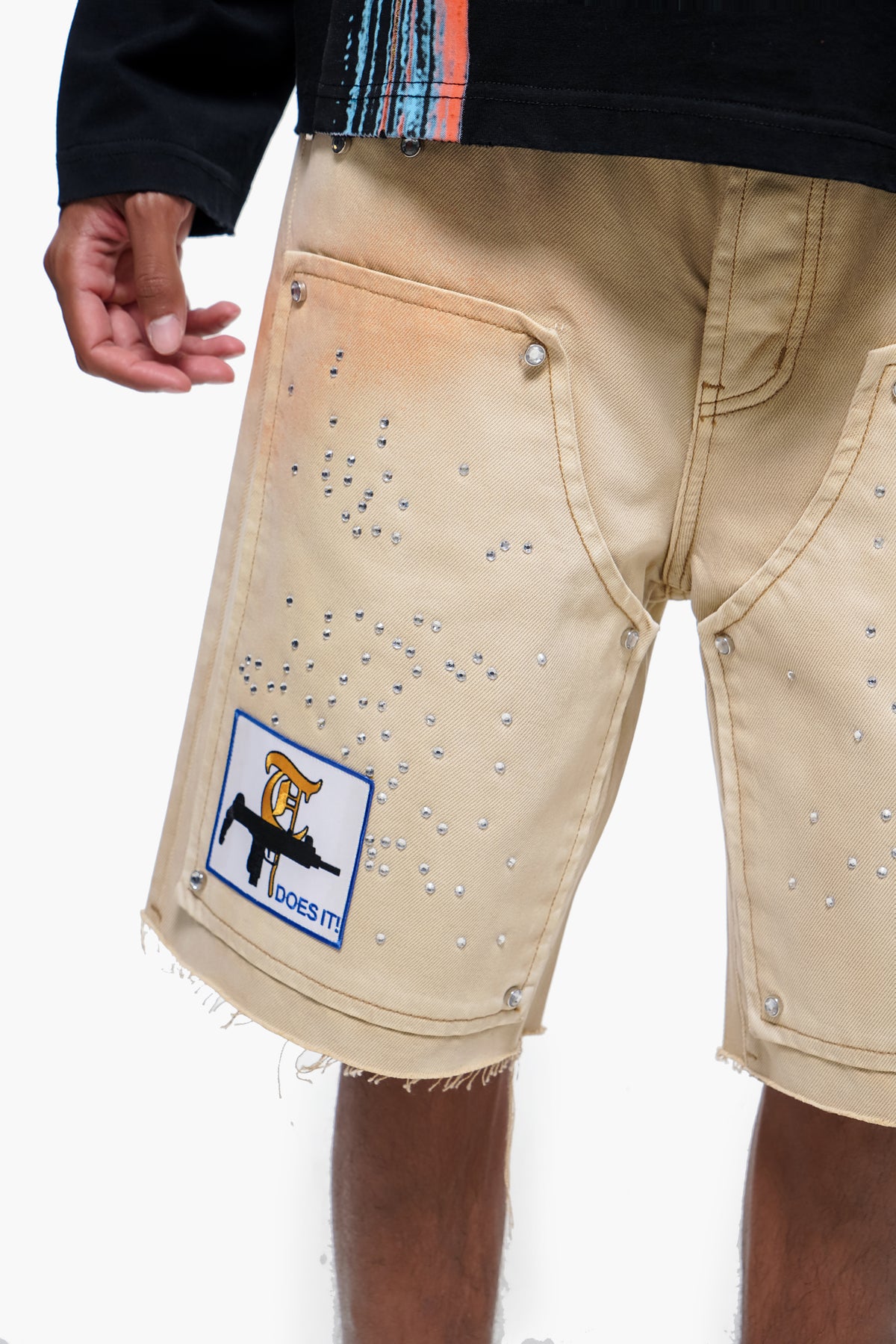 OPERATOR - Khaki Wash Denim Shorts -