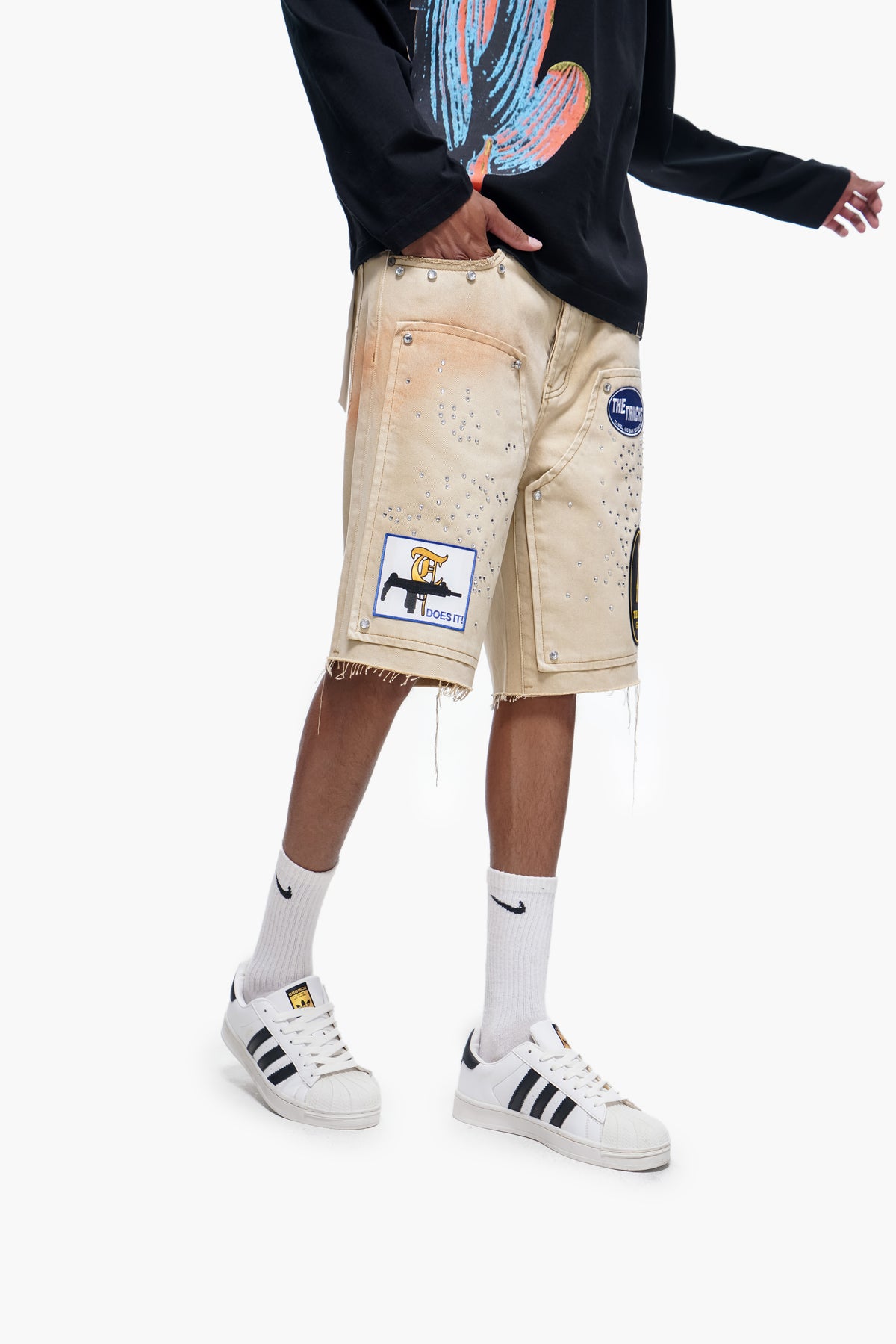 OPERATOR - Khaki Wash Denim Shorts -