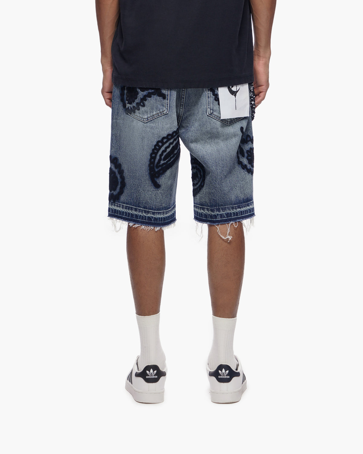 PAISLEY SHORTS - Dark Blue Wash Denim Shorts -