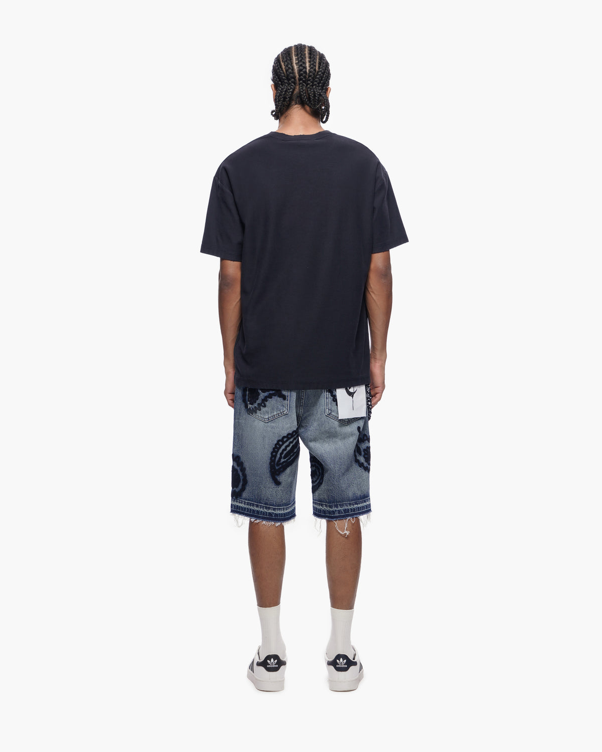 PAISLEY SHORTS - Dark Blue Wash Denim Shorts -