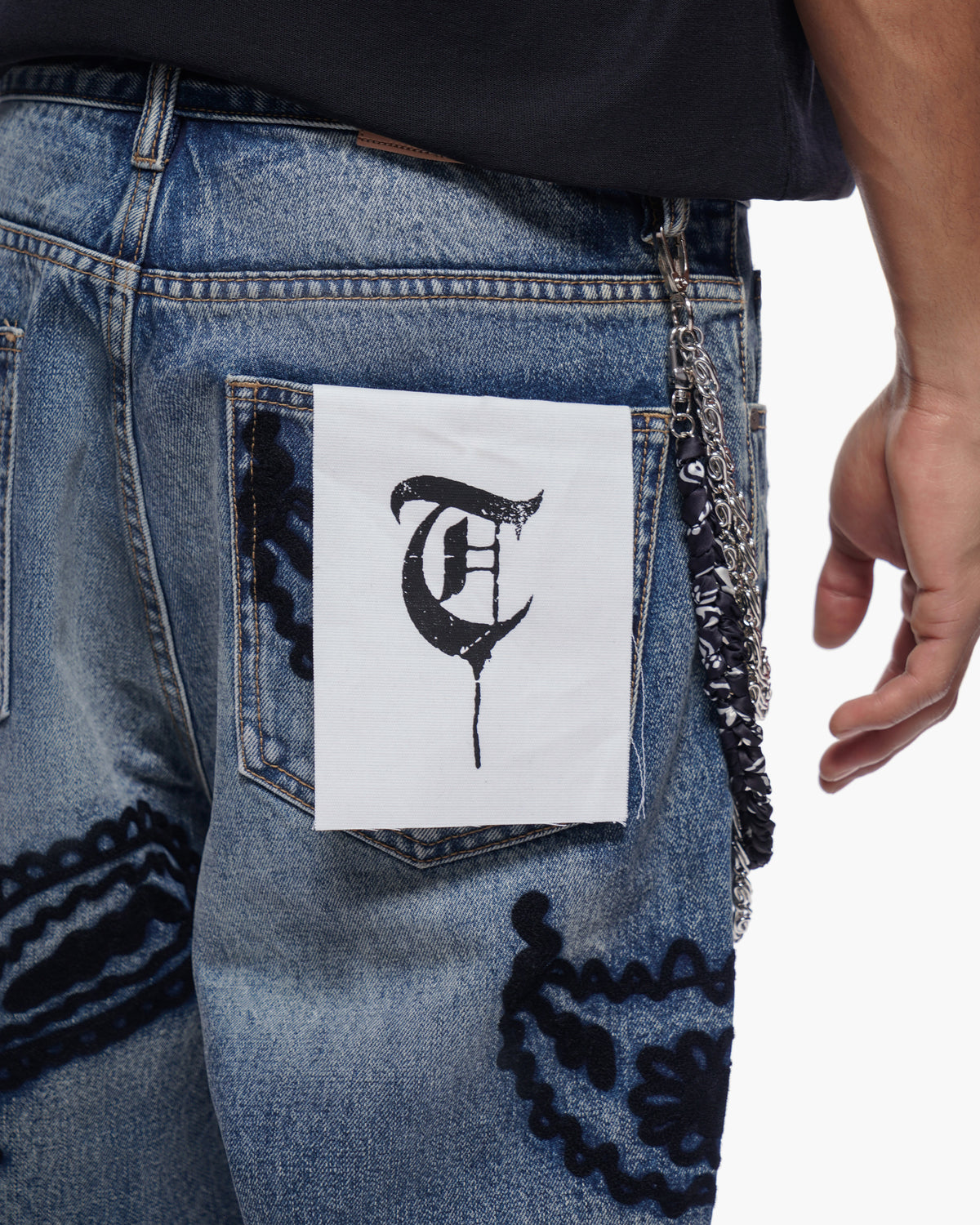 PAISLEY SHORTS - Dark Blue Wash Denim Shorts -