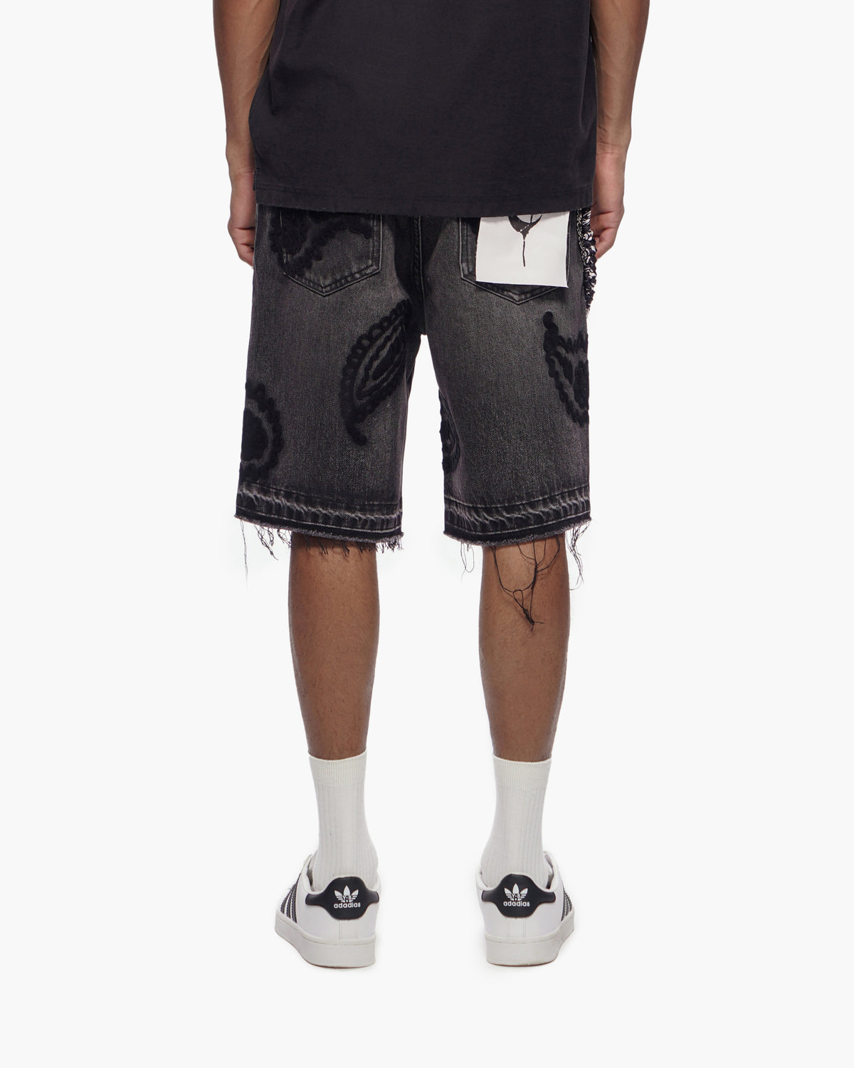 PAISLEY SHORTS - Black Wash Denim Shorts -