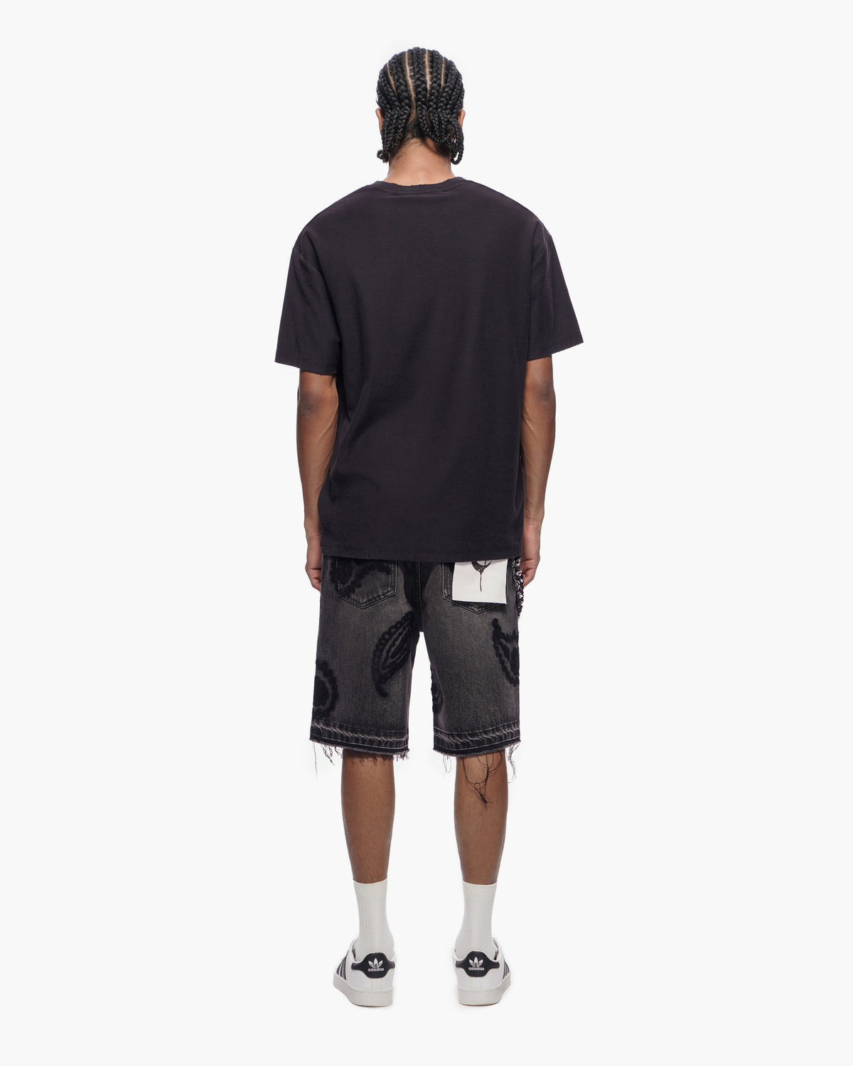 PAISLEY SHORTS - Black Wash Denim Shorts -