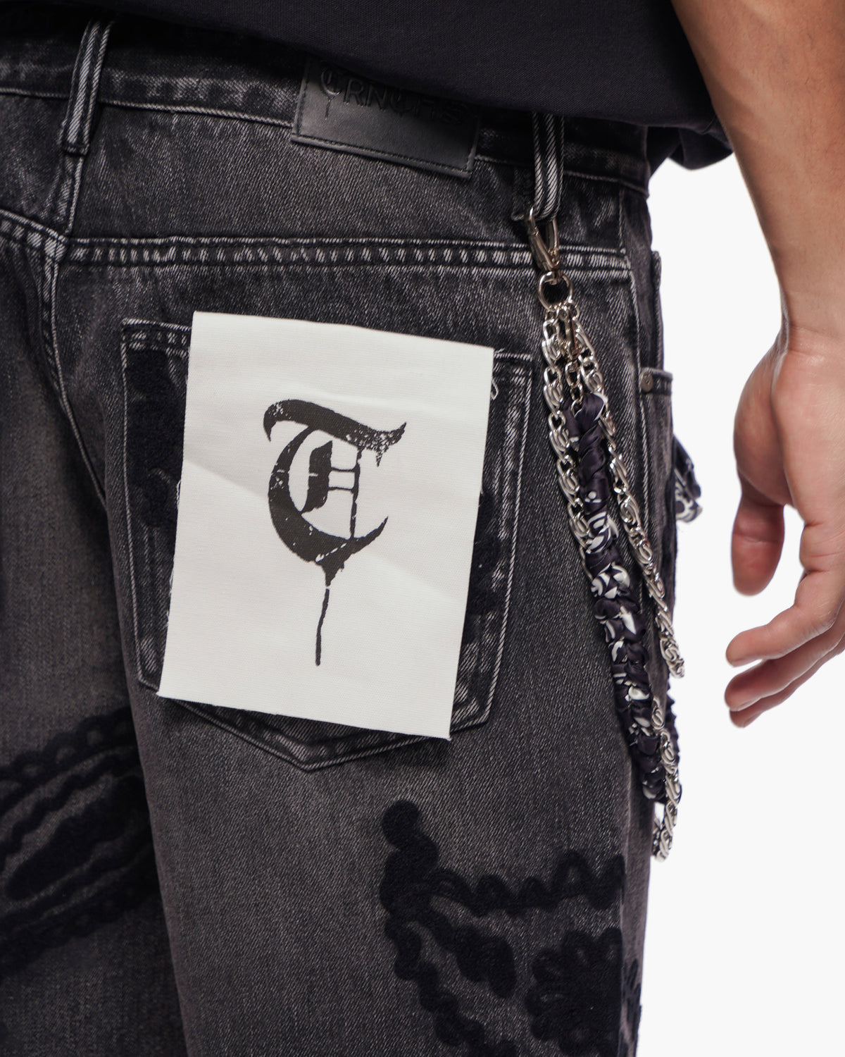 PAISLEY SHORTS - Black Wash Denim Shorts -