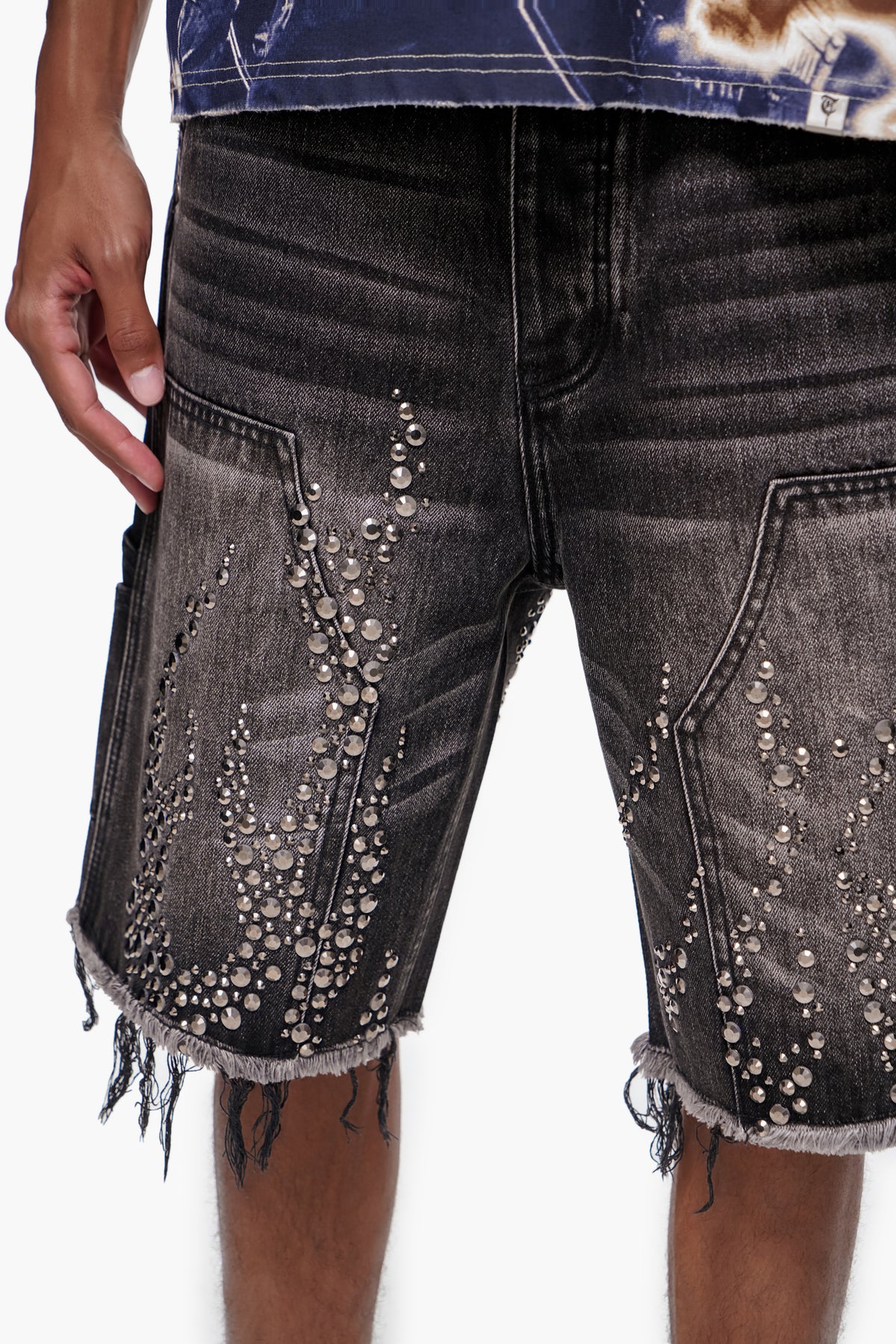 SHRAPNEL - Black Wash Denim Shorts