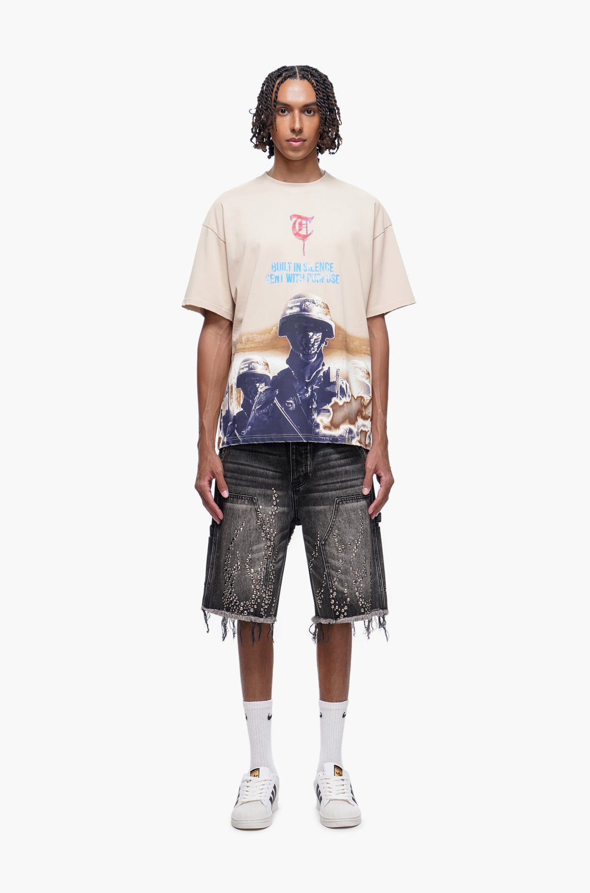 SHRAPNEL - Black Wash Denim Shorts