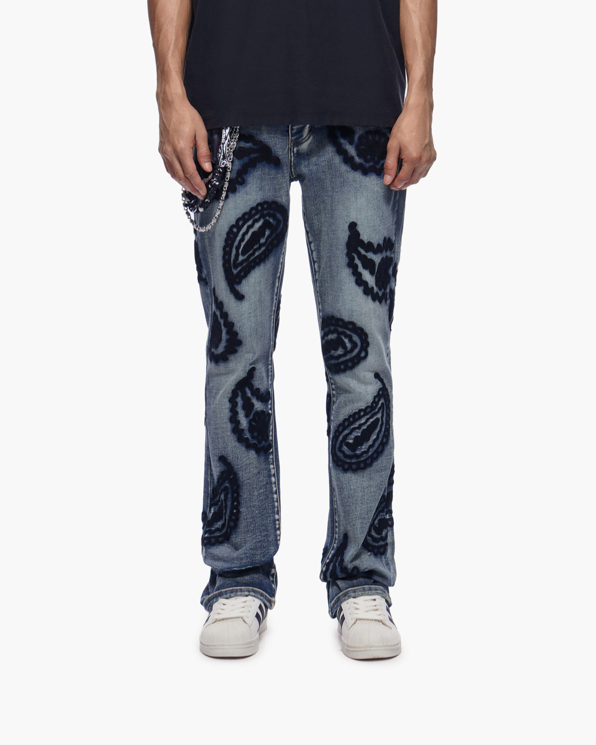 PAISLEY PANTS  Dark Blue Wash Stacked Denim -