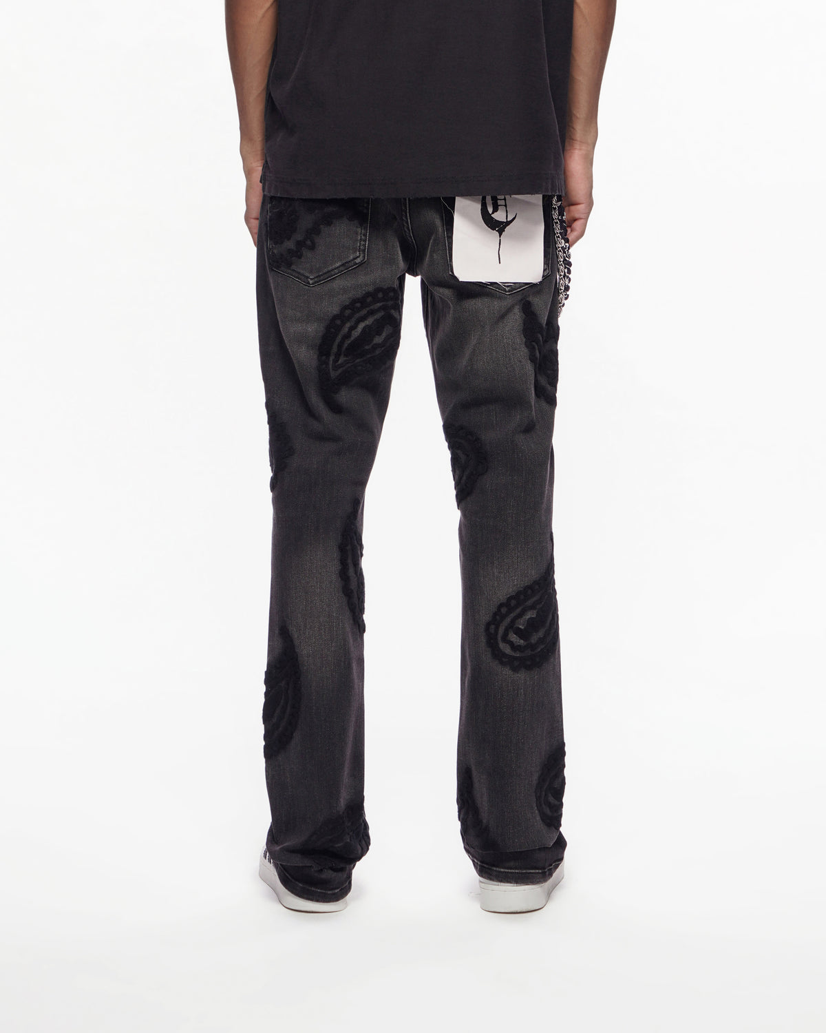 PAISLEY PANTS  Black Wash Stacked Denim -
