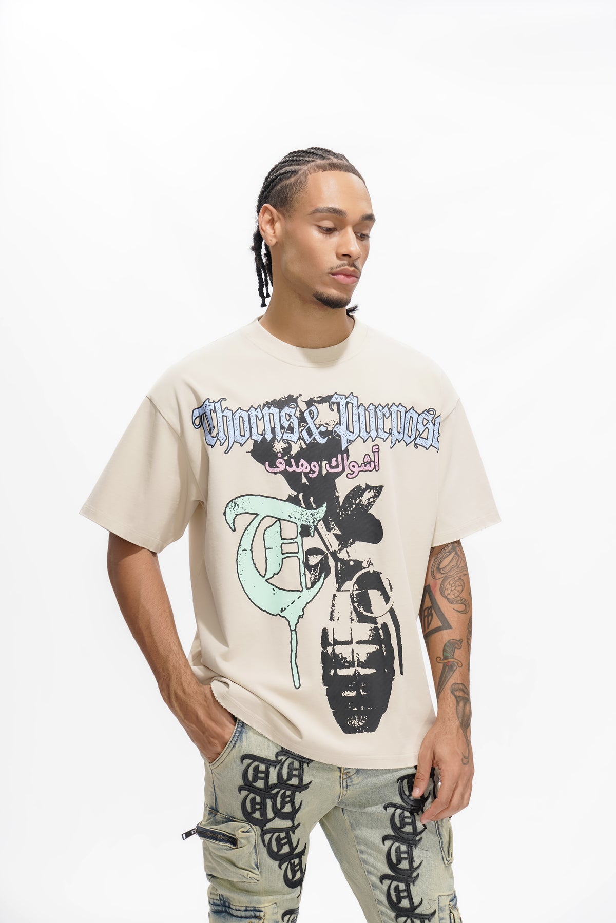THORNS &amp; PURPOSE Off-White T-Shirt