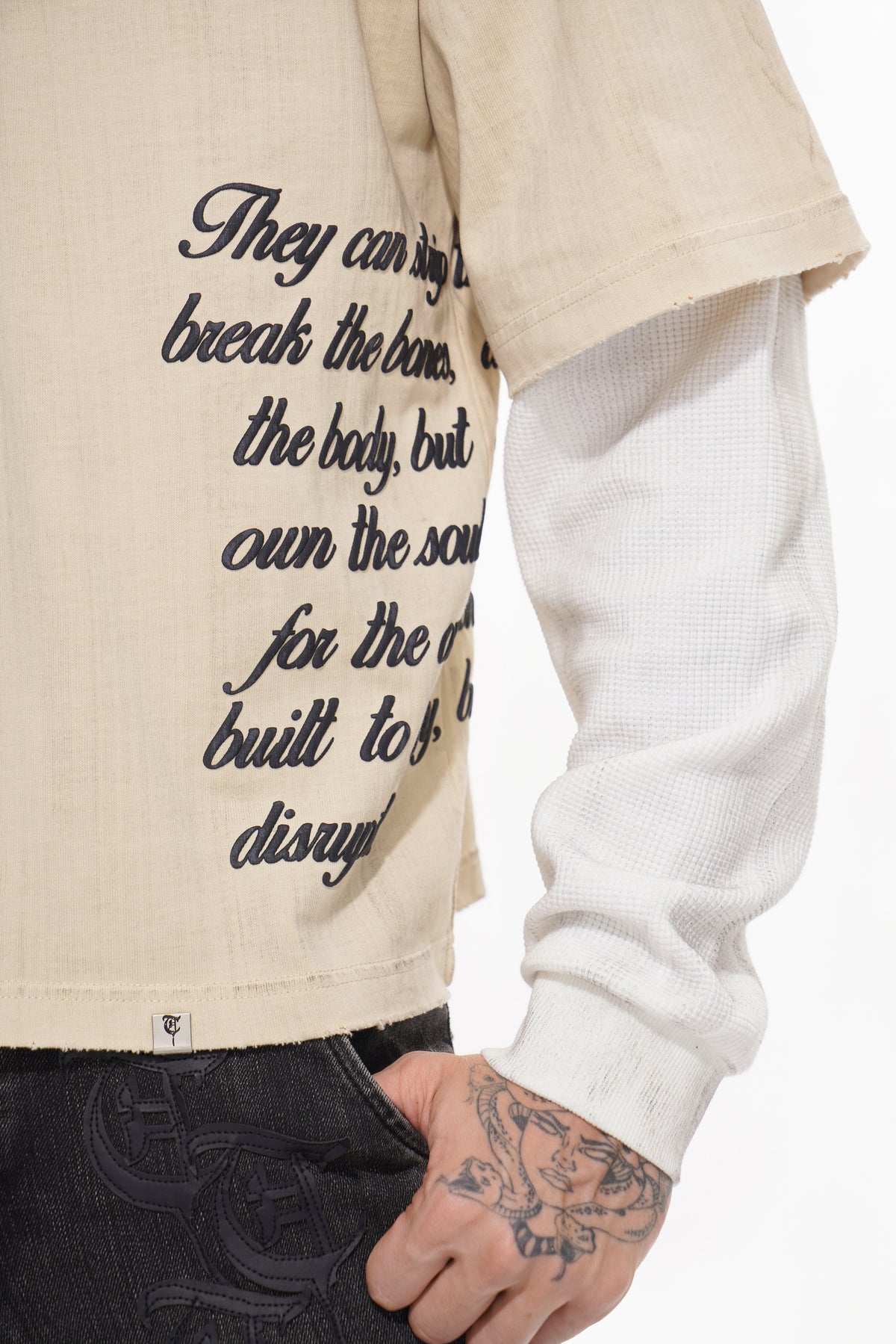 BORN TO DISRUPT White/Khaki Long Sleeve-
