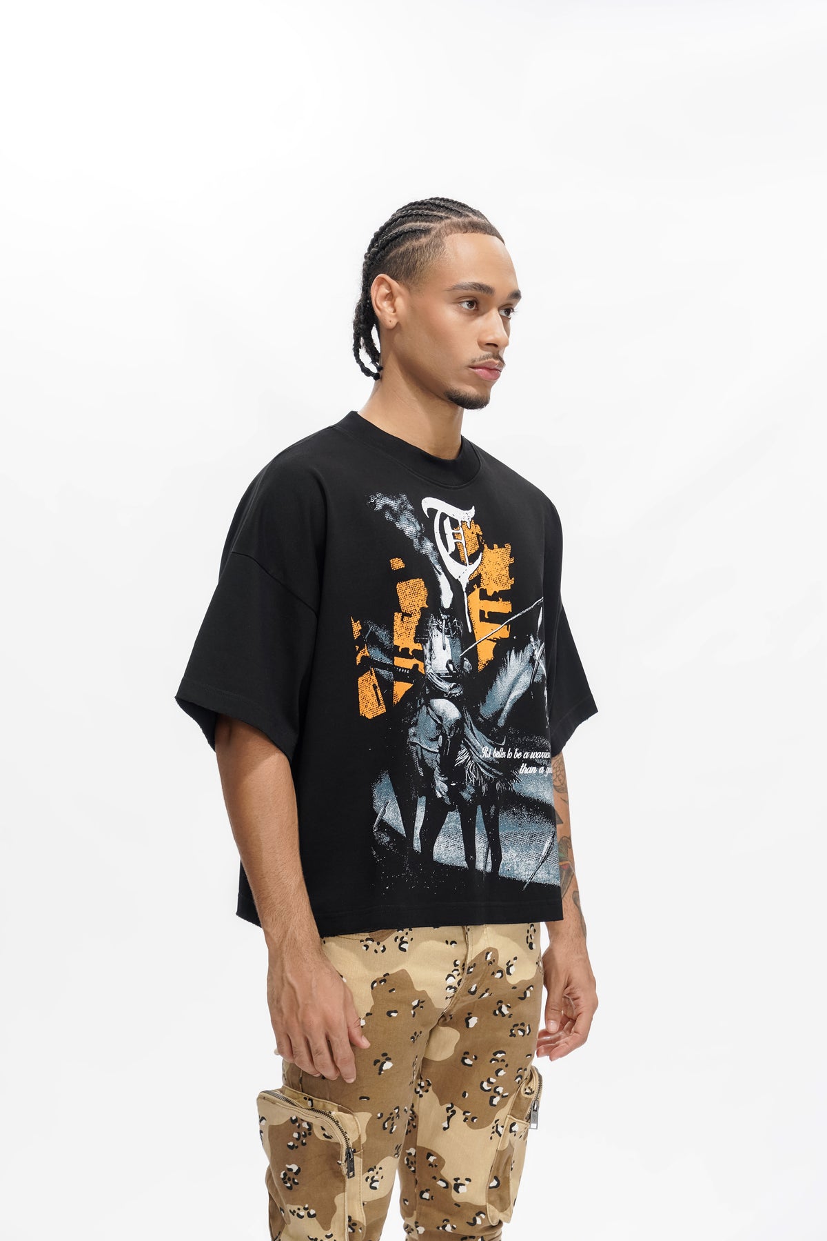 WARRIOR IN THE GARDEN Black Tee-