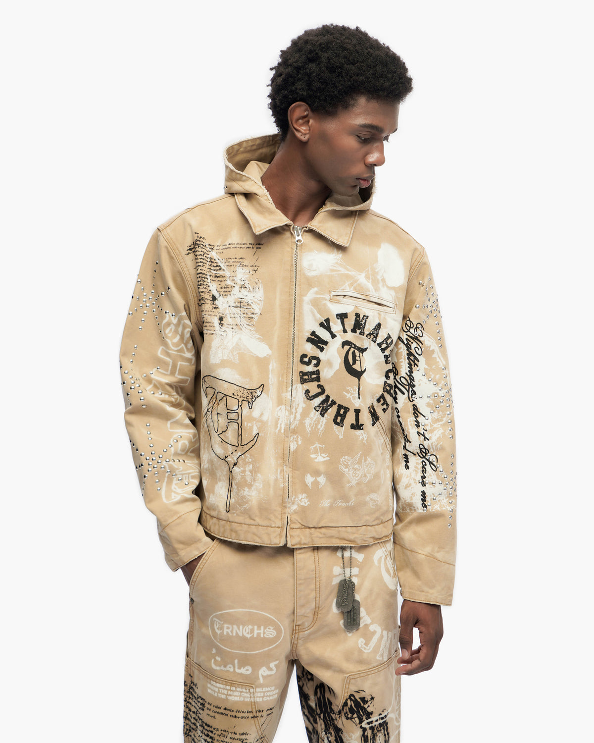 Built By Blood Vintage Light Khaki Hoodie
