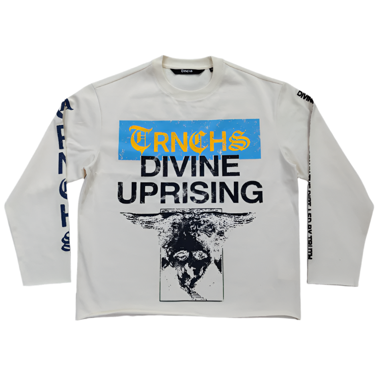 DIVINE UPRISING T-shirt blanc à manches longues