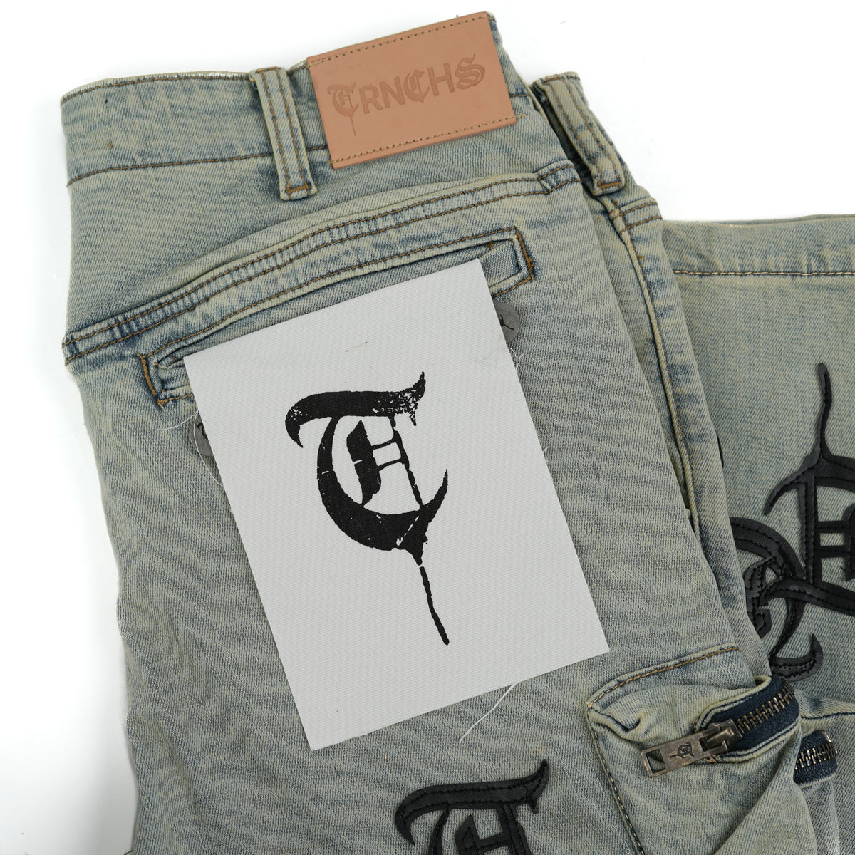KHANDAQ Light Wash Cargo Denim-